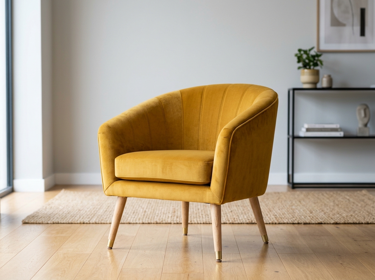 Accent Armchair (Mustard Velvet)