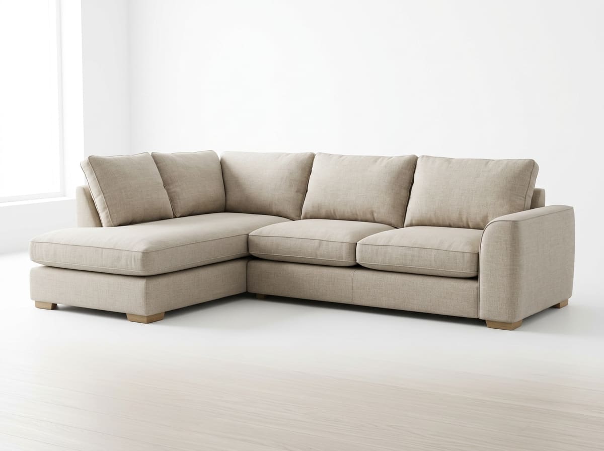 L-Shaped Sectional Sofa (Beige · 5 Seater)