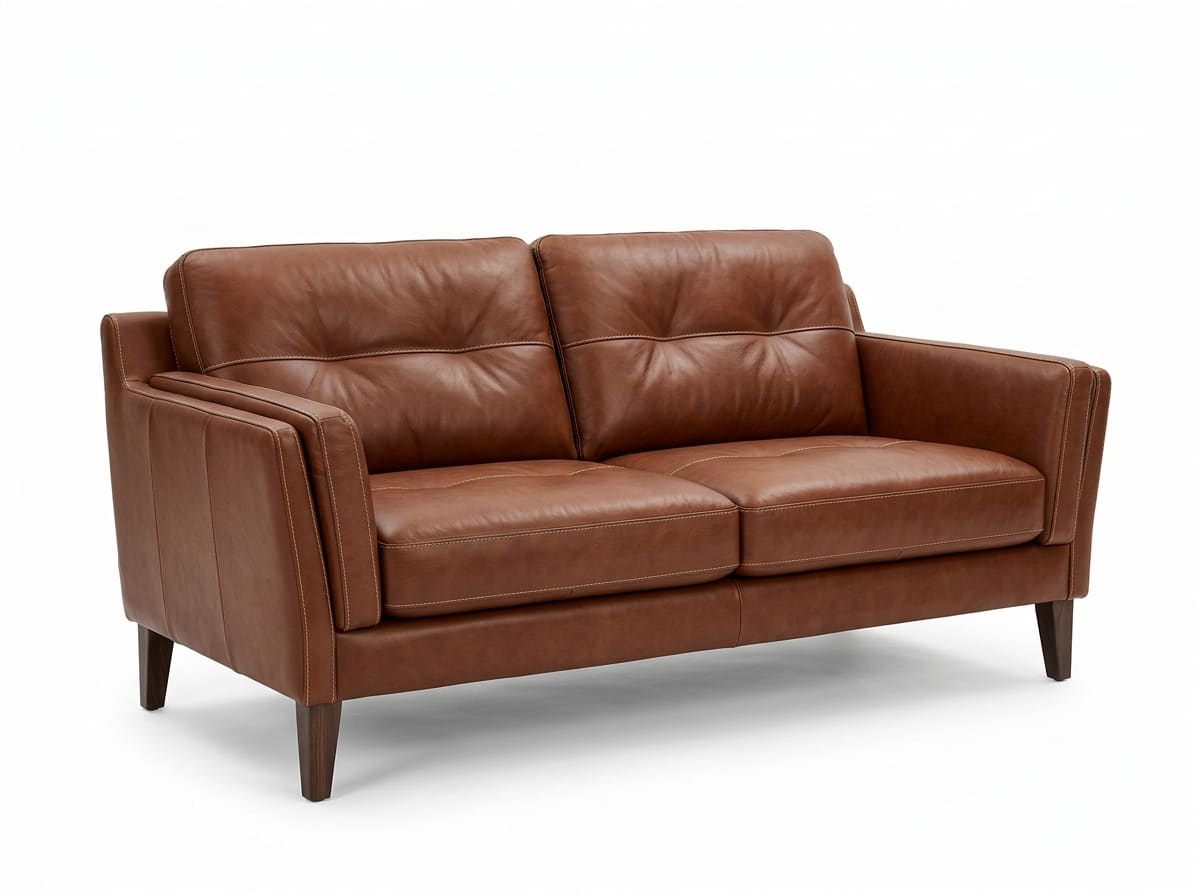Two-Seater Leatherette Sofa (Chestnut Brown · 2 Seater)