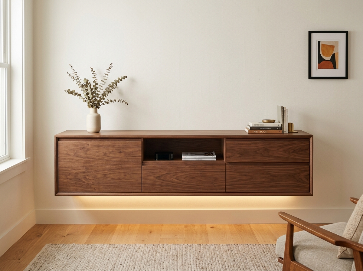 TV Unit (Wall Mounted · 6 ft · Walnut)
