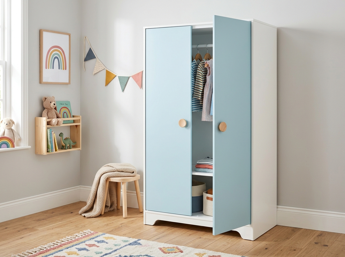 Kids Wardrobe (2 Door · Sky Blue)