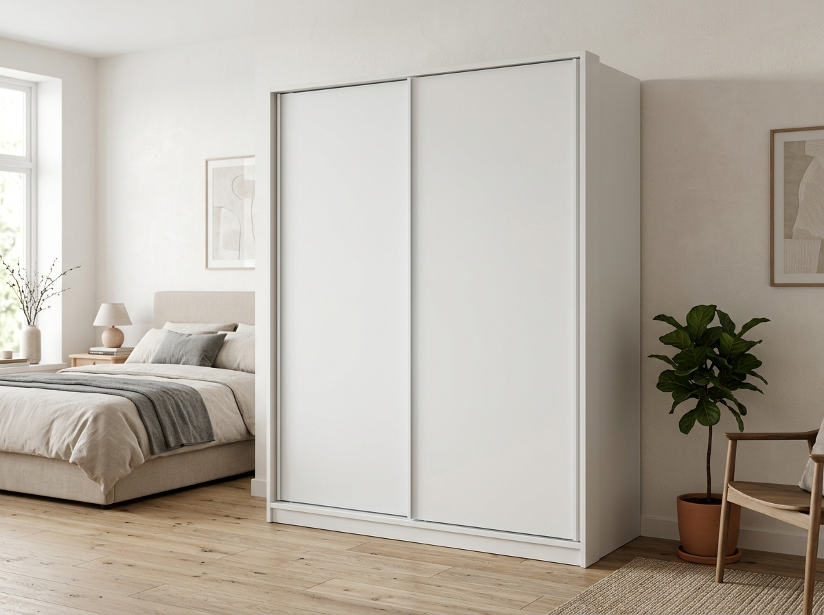 Sliding Door Wardrobe (2 Door · Frosty White)